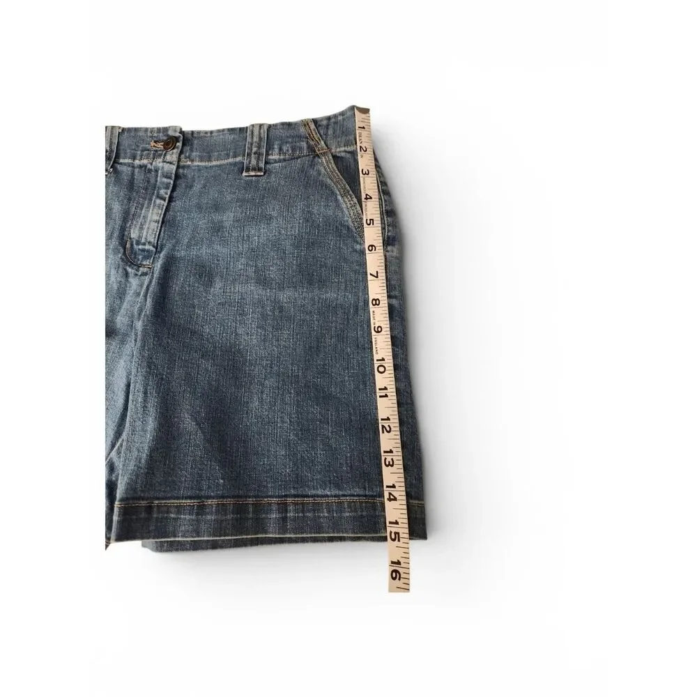 Talbots Petites Stretch High-Rise  Denim Shorts Dark Blue Size 10P